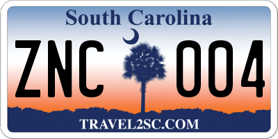 SC license plate ZNC004
