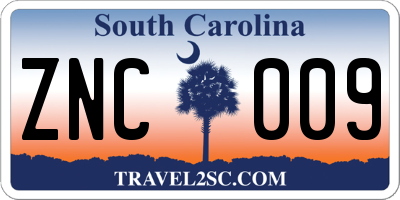 SC license plate ZNC009