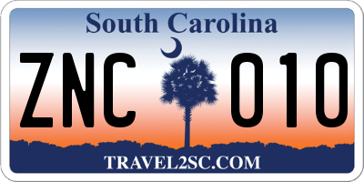 SC license plate ZNC010