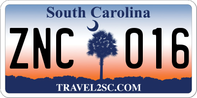 SC license plate ZNC016