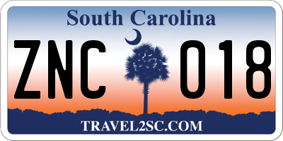 SC license plate ZNC018
