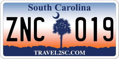 SC license plate ZNC019
