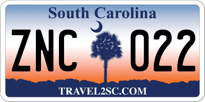 SC license plate ZNC022