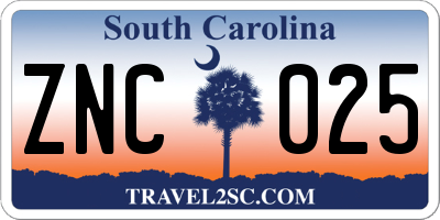 SC license plate ZNC025