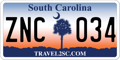 SC license plate ZNC034