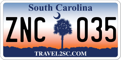 SC license plate ZNC035