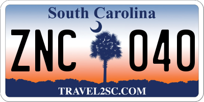 SC license plate ZNC040