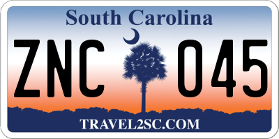 SC license plate ZNC045