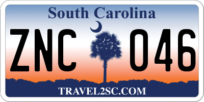 SC license plate ZNC046