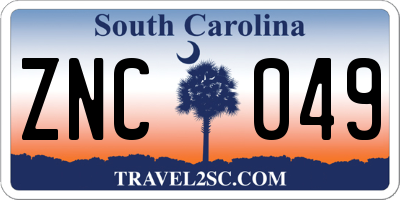 SC license plate ZNC049