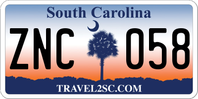 SC license plate ZNC058
