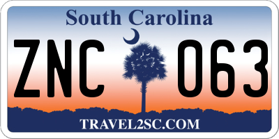 SC license plate ZNC063