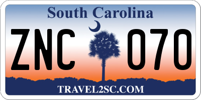 SC license plate ZNC070