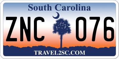 SC license plate ZNC076
