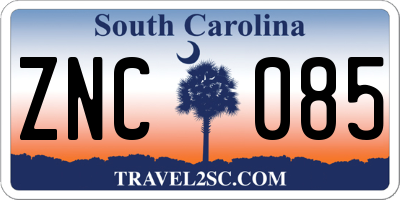 SC license plate ZNC085