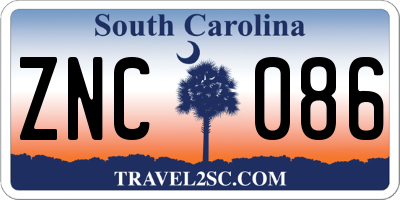 SC license plate ZNC086