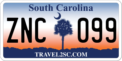 SC license plate ZNC099