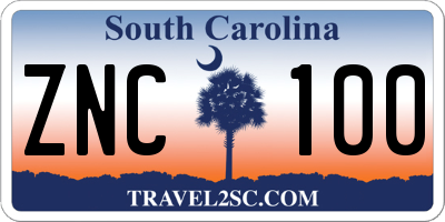 SC license plate ZNC100