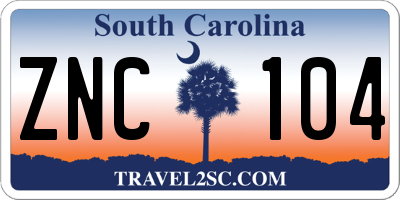 SC license plate ZNC104