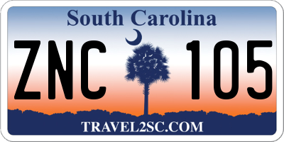 SC license plate ZNC105