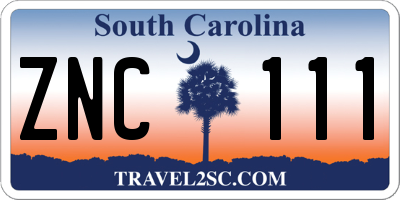SC license plate ZNC111