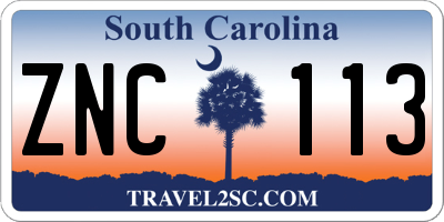 SC license plate ZNC113