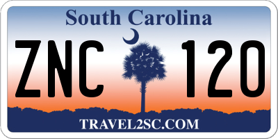 SC license plate ZNC120