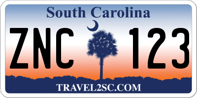 SC license plate ZNC123