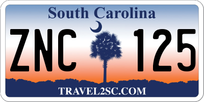 SC license plate ZNC125
