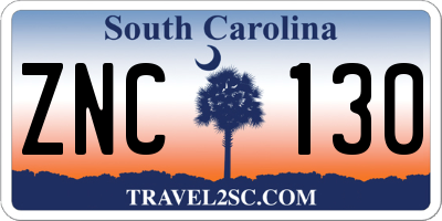 SC license plate ZNC130