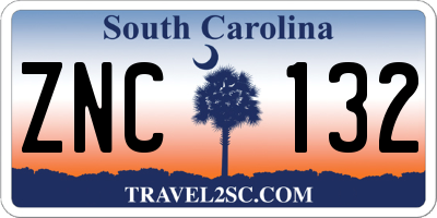 SC license plate ZNC132