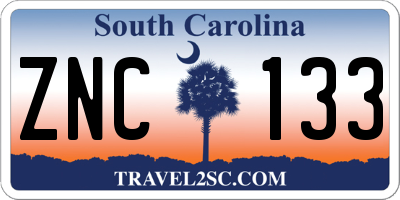 SC license plate ZNC133