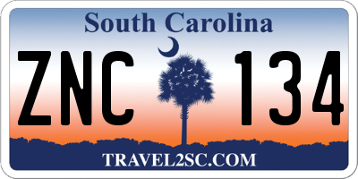 SC license plate ZNC134