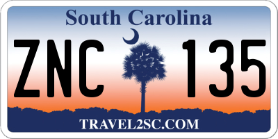 SC license plate ZNC135