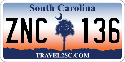 SC license plate ZNC136