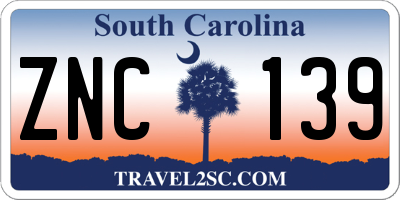 SC license plate ZNC139