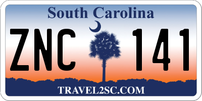 SC license plate ZNC141
