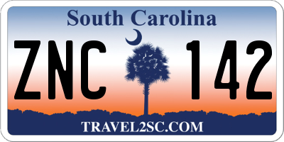 SC license plate ZNC142