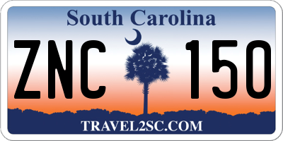 SC license plate ZNC150