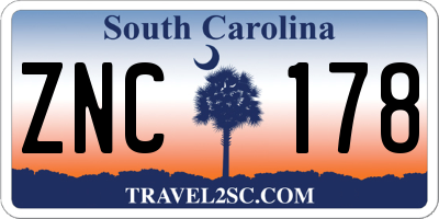 SC license plate ZNC178