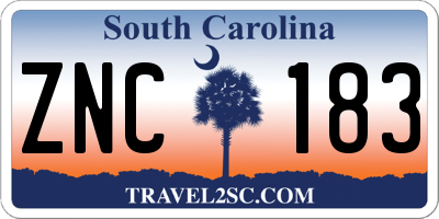 SC license plate ZNC183