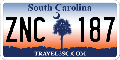 SC license plate ZNC187