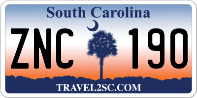 SC license plate ZNC190