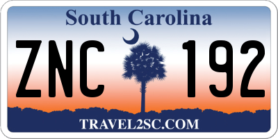 SC license plate ZNC192
