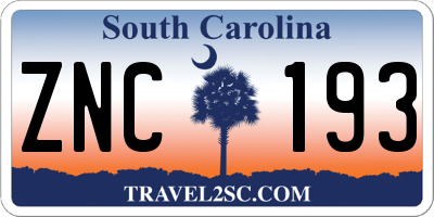 SC license plate ZNC193