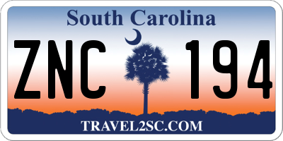 SC license plate ZNC194