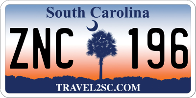 SC license plate ZNC196
