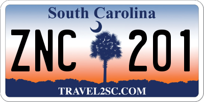 SC license plate ZNC201