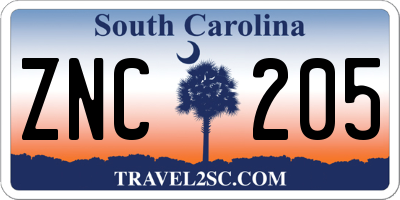 SC license plate ZNC205