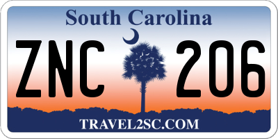 SC license plate ZNC206